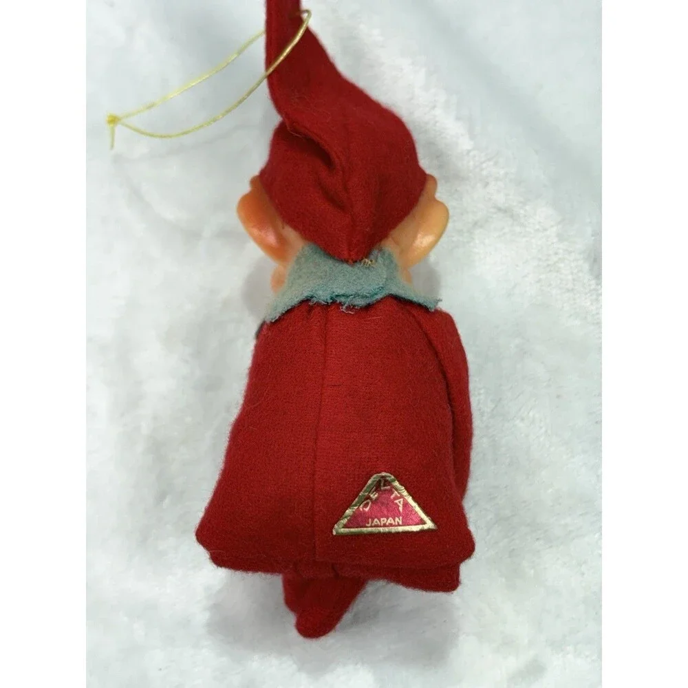 Knee Hugger Christmas Elf Ornament Vintage Red Felt Suit Japan Pixie Delta